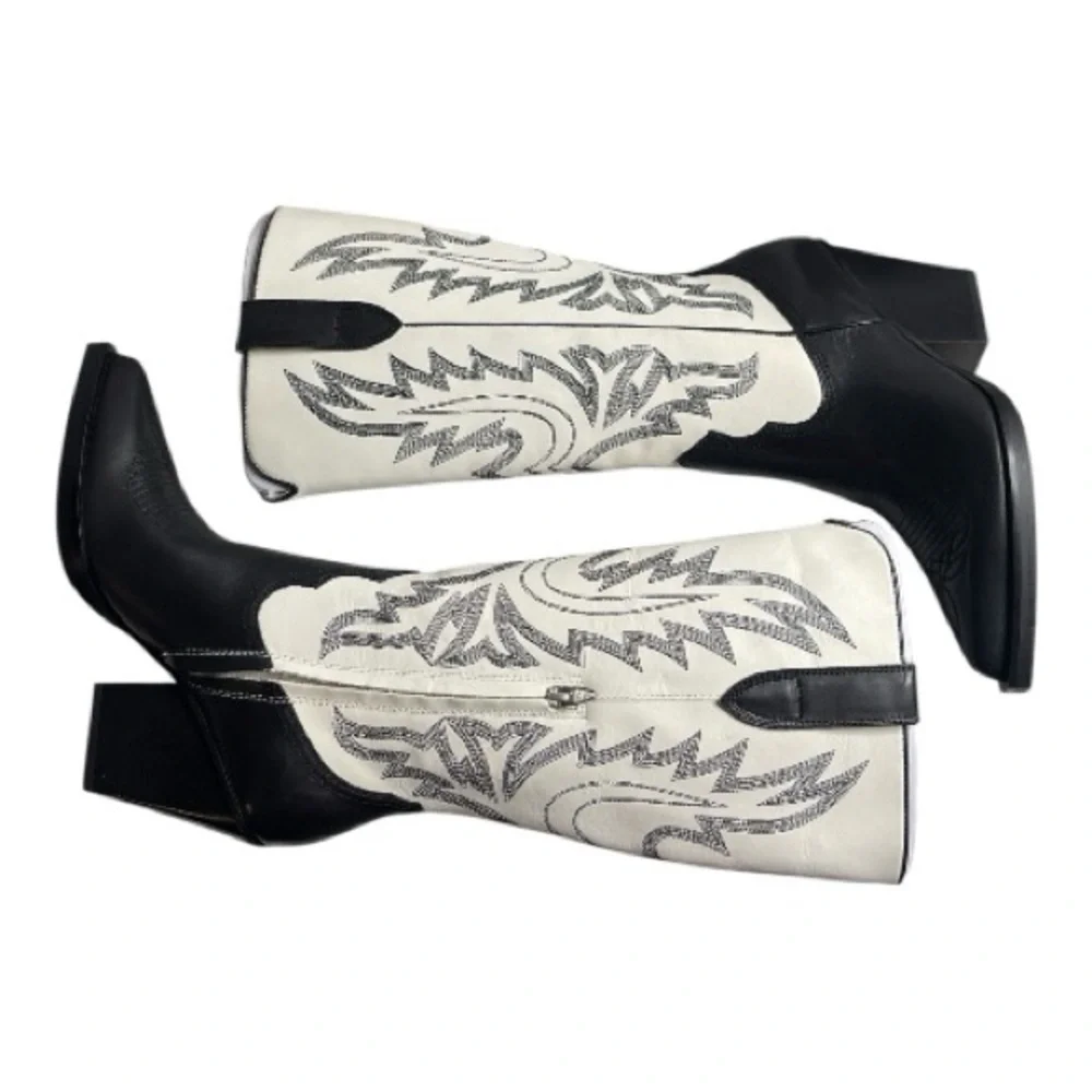 Dolce Vita Blanch Black and White Western Boots NIB - Picture 3 of 6